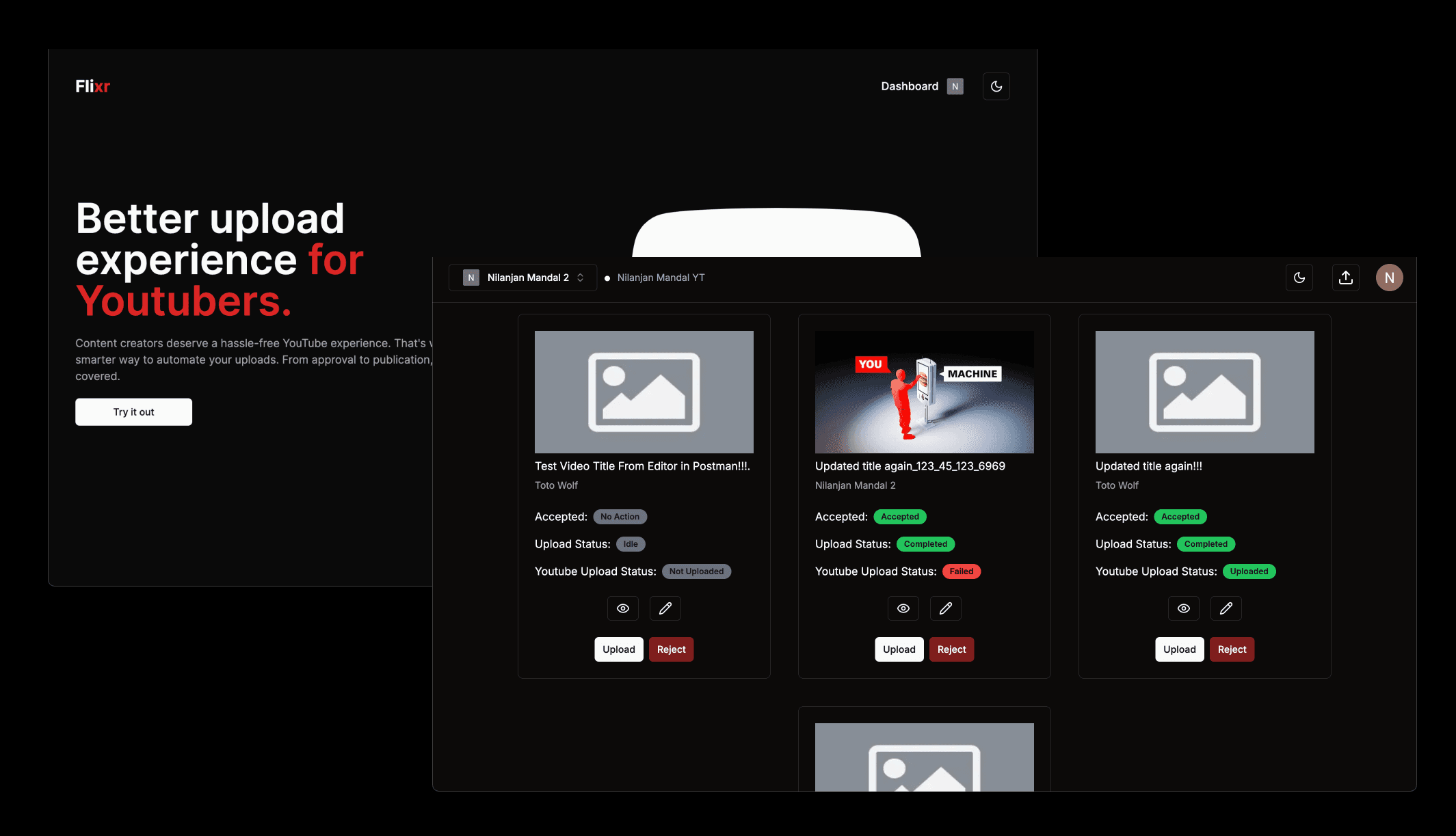 Flixr application interface